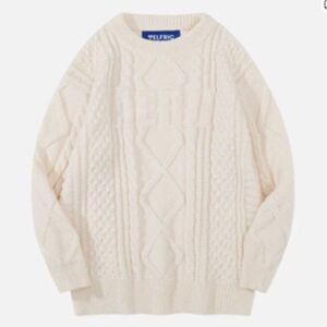 AELFRIC EDEN SOLID CABLE STITCH SWEATER, Cream, Size XS,NWT